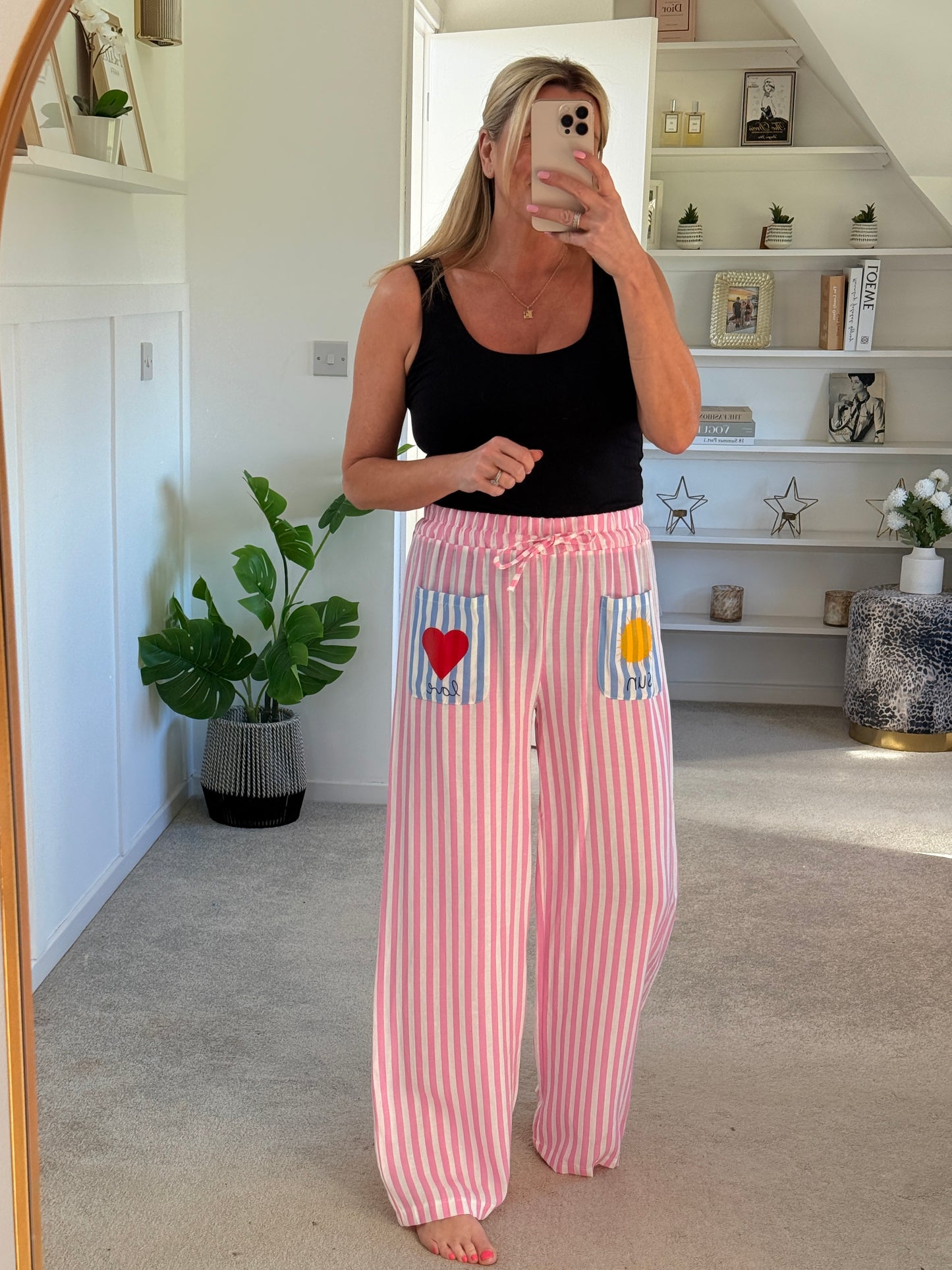 Blue Candy Stripe Linen Mix Trousers