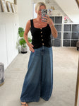 Black Scoop Neck Gold Button Waistcoat