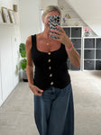 Black Scoop Neck Gold Button Waistcoat