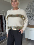 Cream/Gold Sequin Disk Jumper