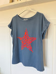 Khaki Neon Leopard Star T Shirt