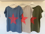 Khaki Neon Leopard Star T Shirt