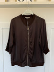 Chocolate Silk Mix 1/2 Sleeve Bomber Jacket