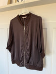 Chocolate Silk Mix 1/2 Sleeve Bomber Jacket
