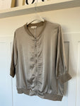 Chocolate Silk Mix 1/2 Sleeve Bomber Jacket