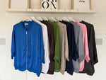 Cobalt Silk Mix 1/2 Sleeve Bomber Jacket