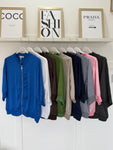 Cobalt Silk Mix 1/2 Sleeve Bomber Jacket
