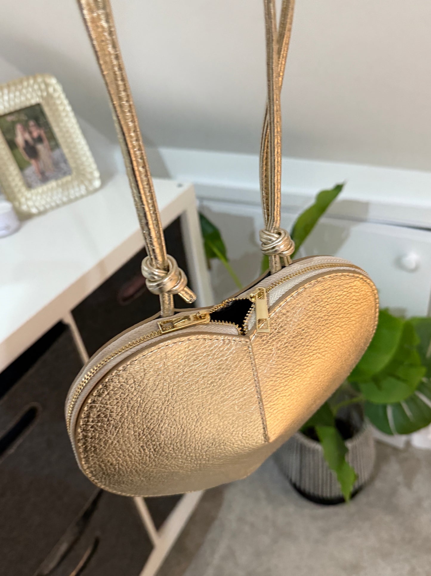 Burgundy Leather Heart Bag