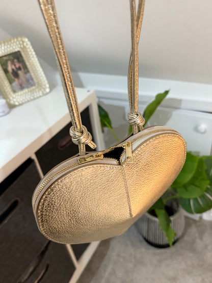 Burgundy Leather Heart Bag