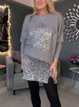 Silver/Grey Sequin Mini Skirt