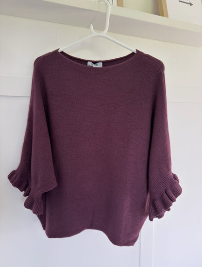 Frill Sleeve Batwing Jumper | Lots of colours