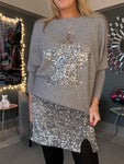 Silver/Grey Sequin Mini Skirt