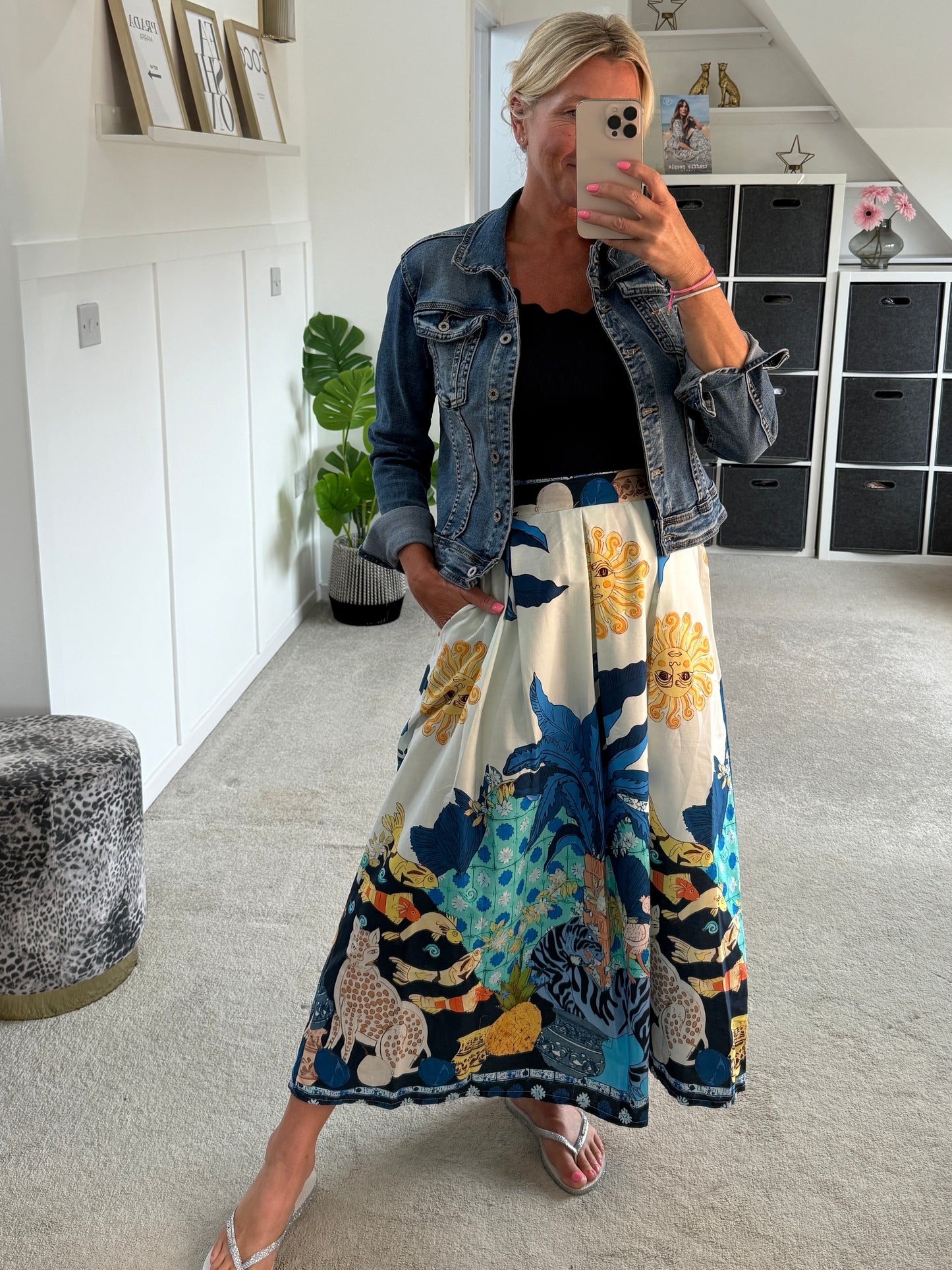 Cobalt Celestial Print Summer Skirt
