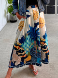 Cobalt Celestial Print Summer Skirt