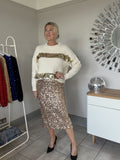 Cream/Gold Sequin Disk Jumper