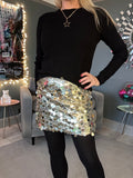 Gold Disc Sequin Mini Skirt