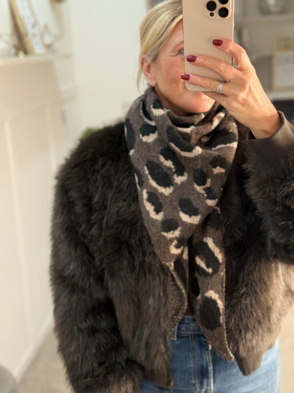 Chocolate Triangle Leopard Print Scarf