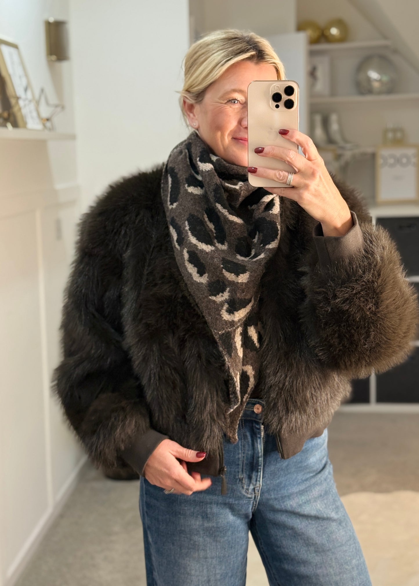 Chocolate Triangle Leopard Print Scarf