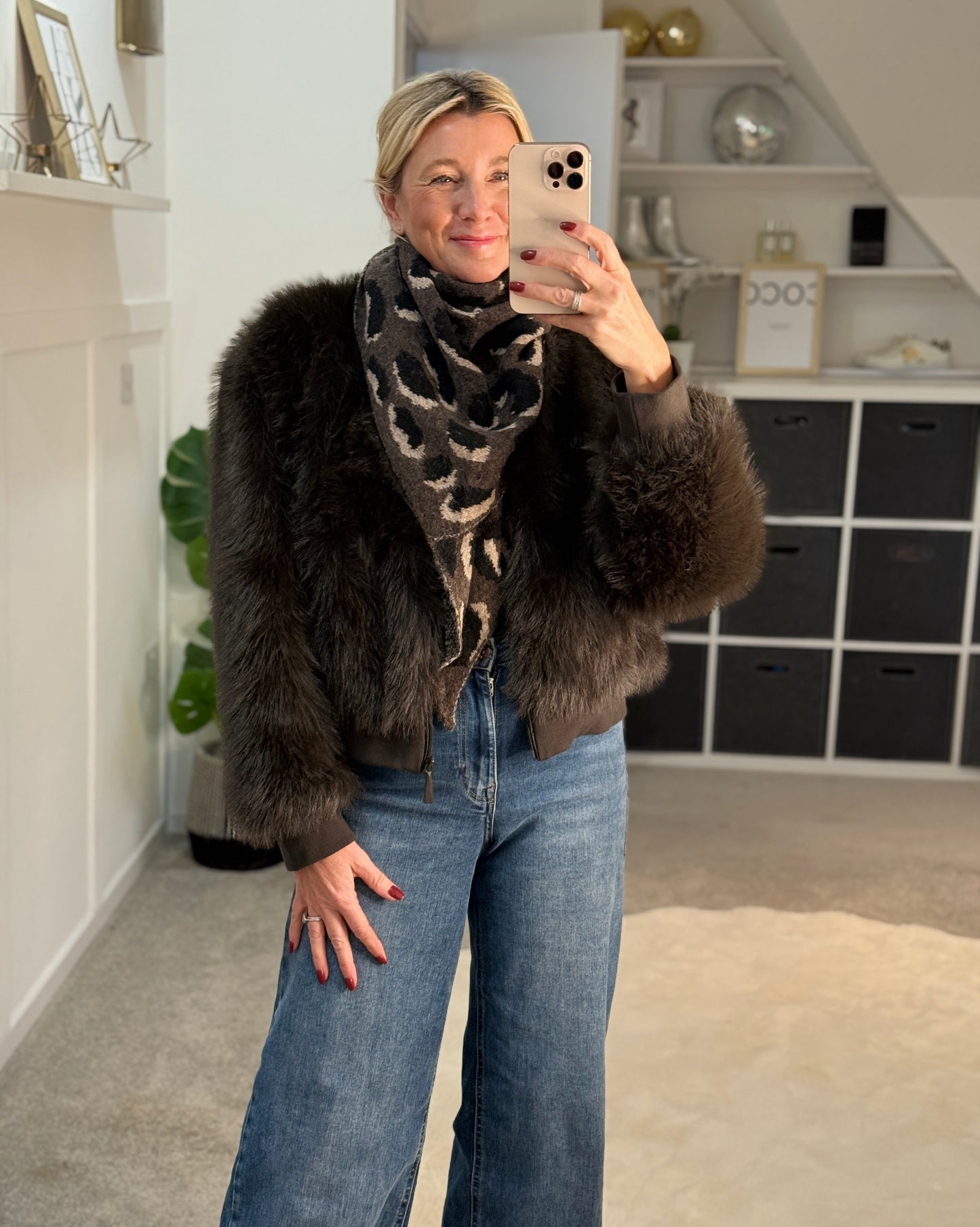 Chocolate Triangle Leopard Print Scarf