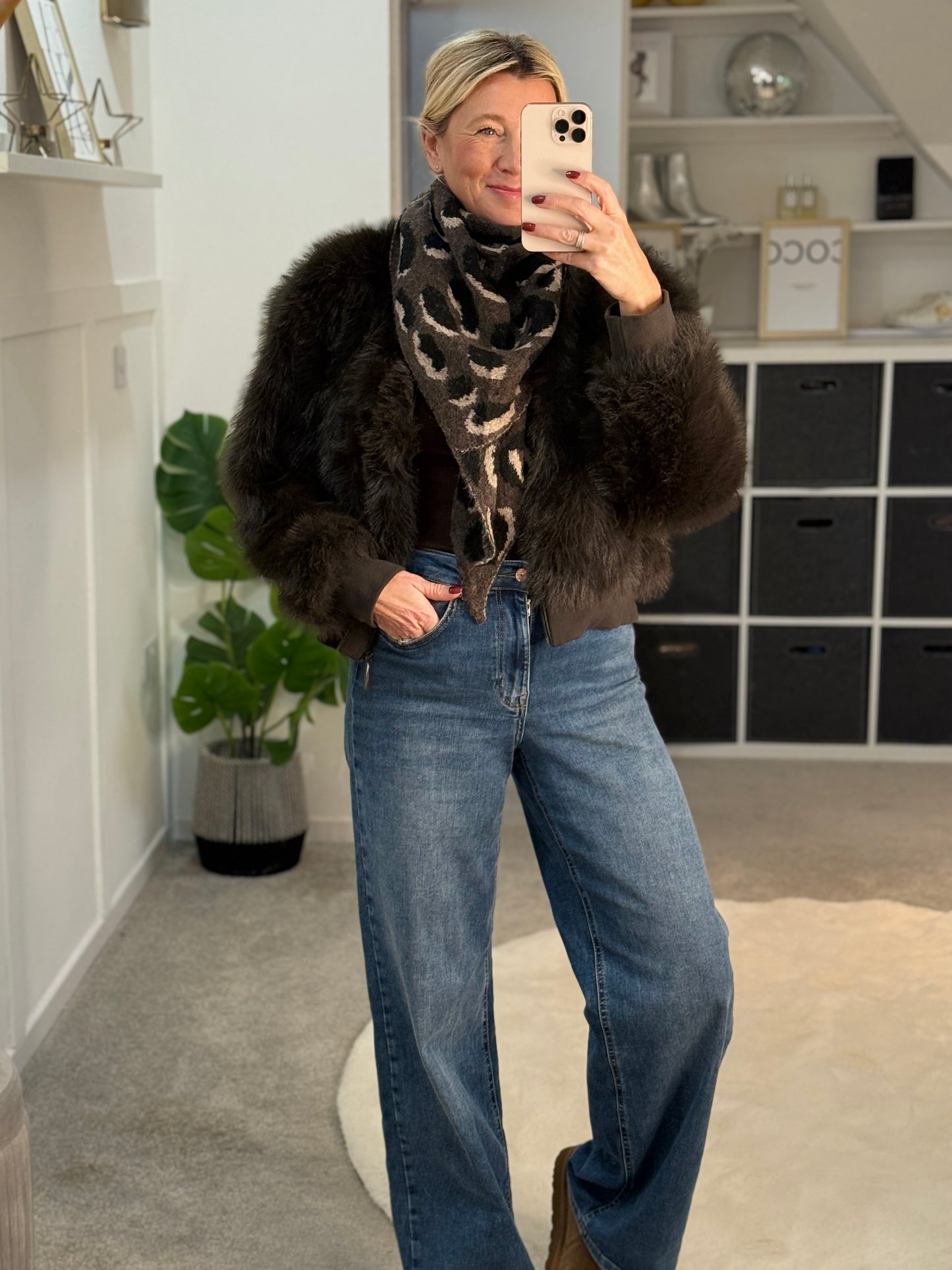 Chocolate Triangle Leopard Print Scarf