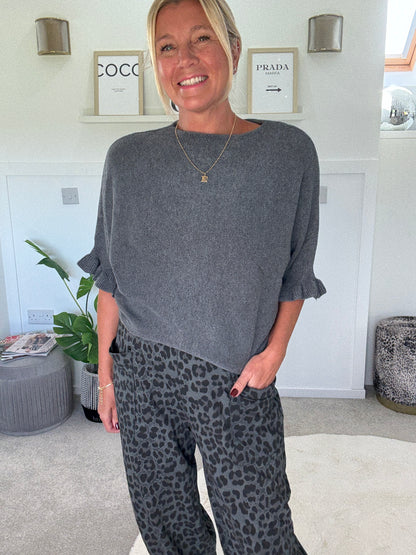Grey Leopard Pocket Slim Barrel Cargo Joggers