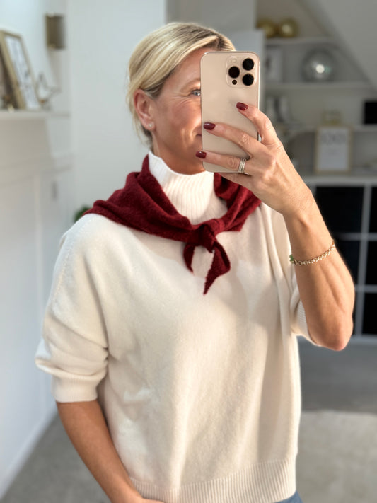 Cream Turtleneck 3/4 Sleeve Jumper