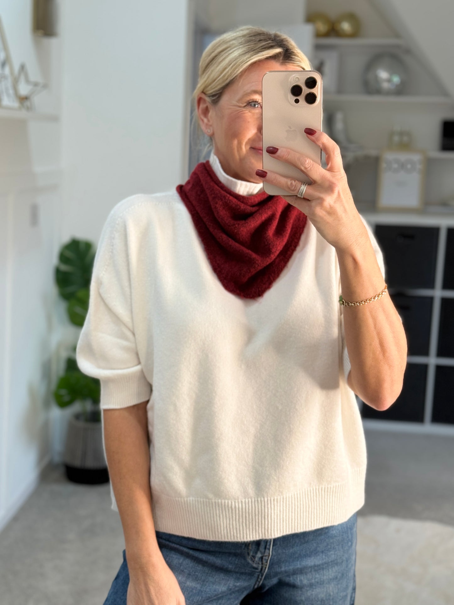 Chocolate Wool Blend Triangle Neck Scarf