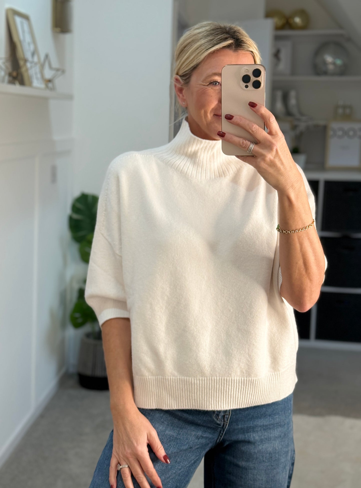 Latte Turtleneck 3/4 Sleeve Jumper