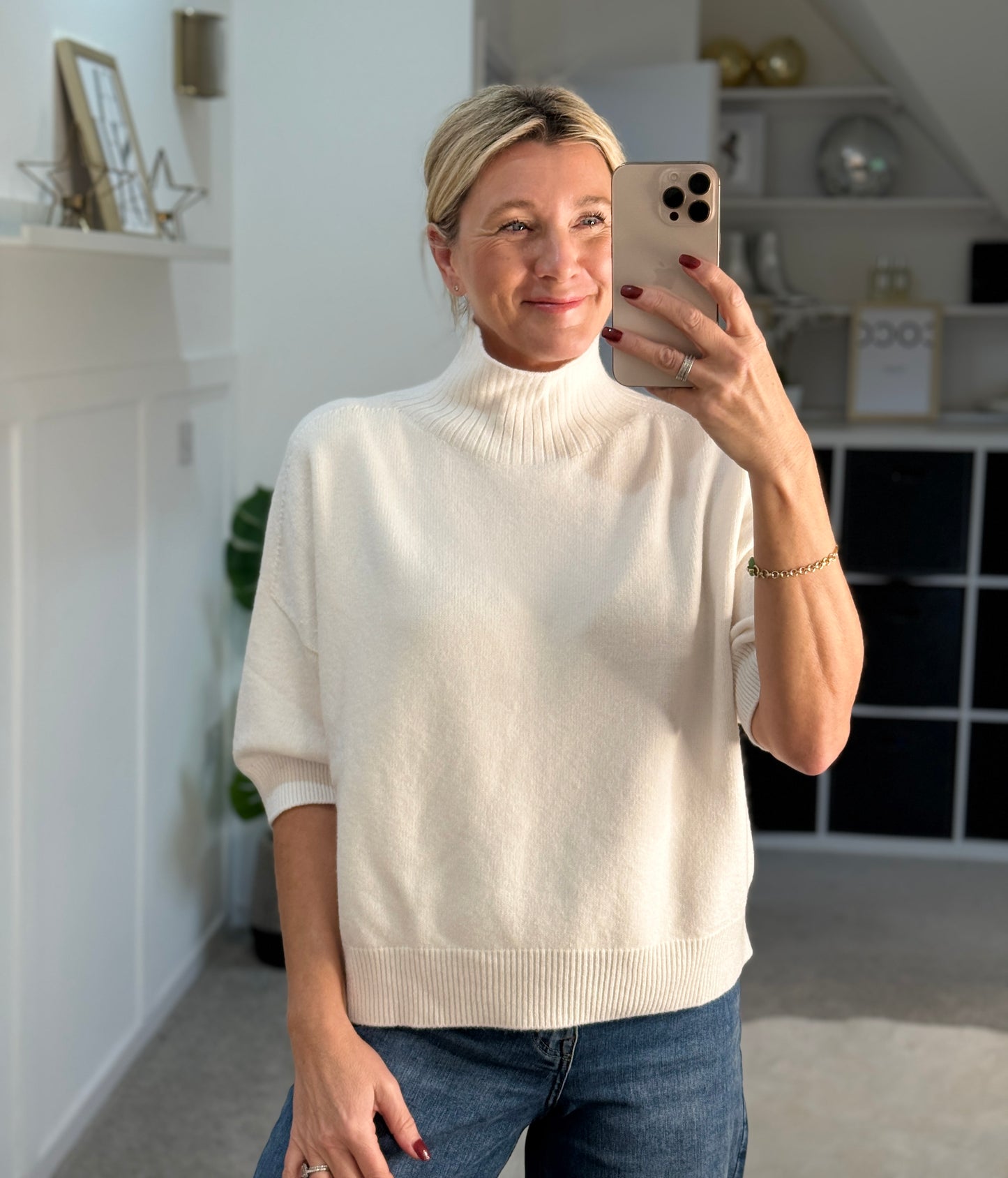 Latte Turtleneck 3/4 Sleeve Jumper