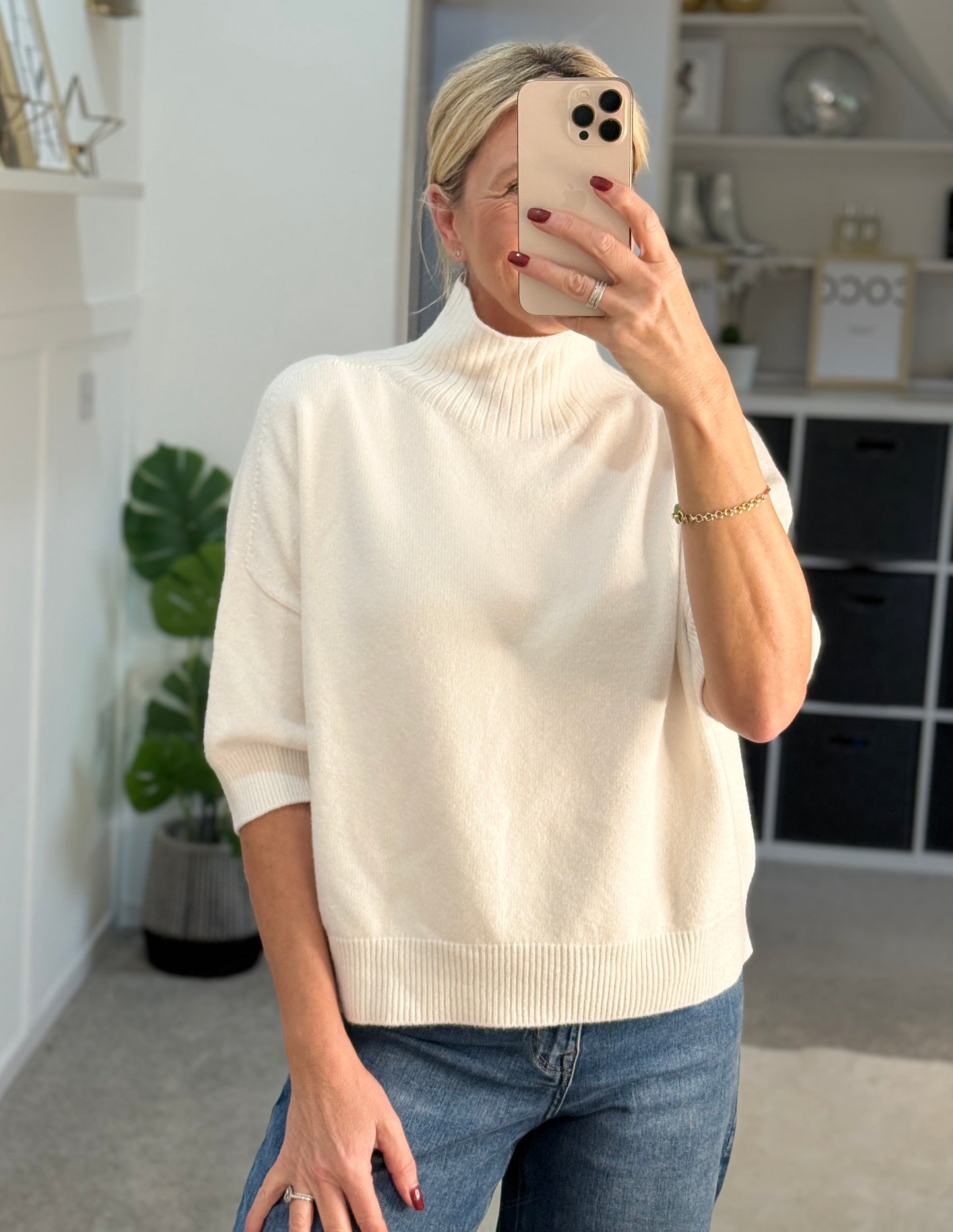 Latte Turtleneck 3/4 Sleeve Jumper