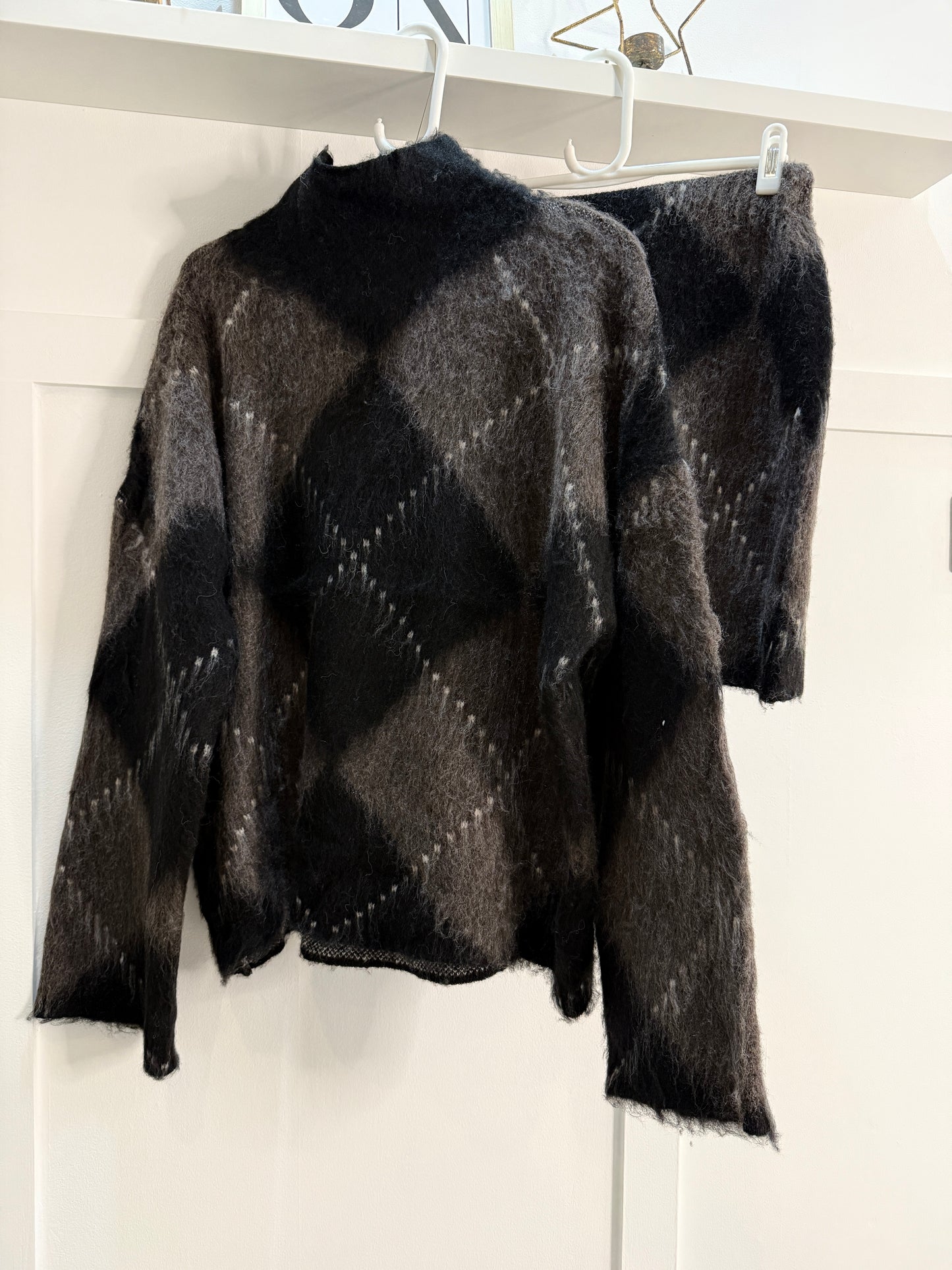 Brown/Black Argyle Mini Skirt