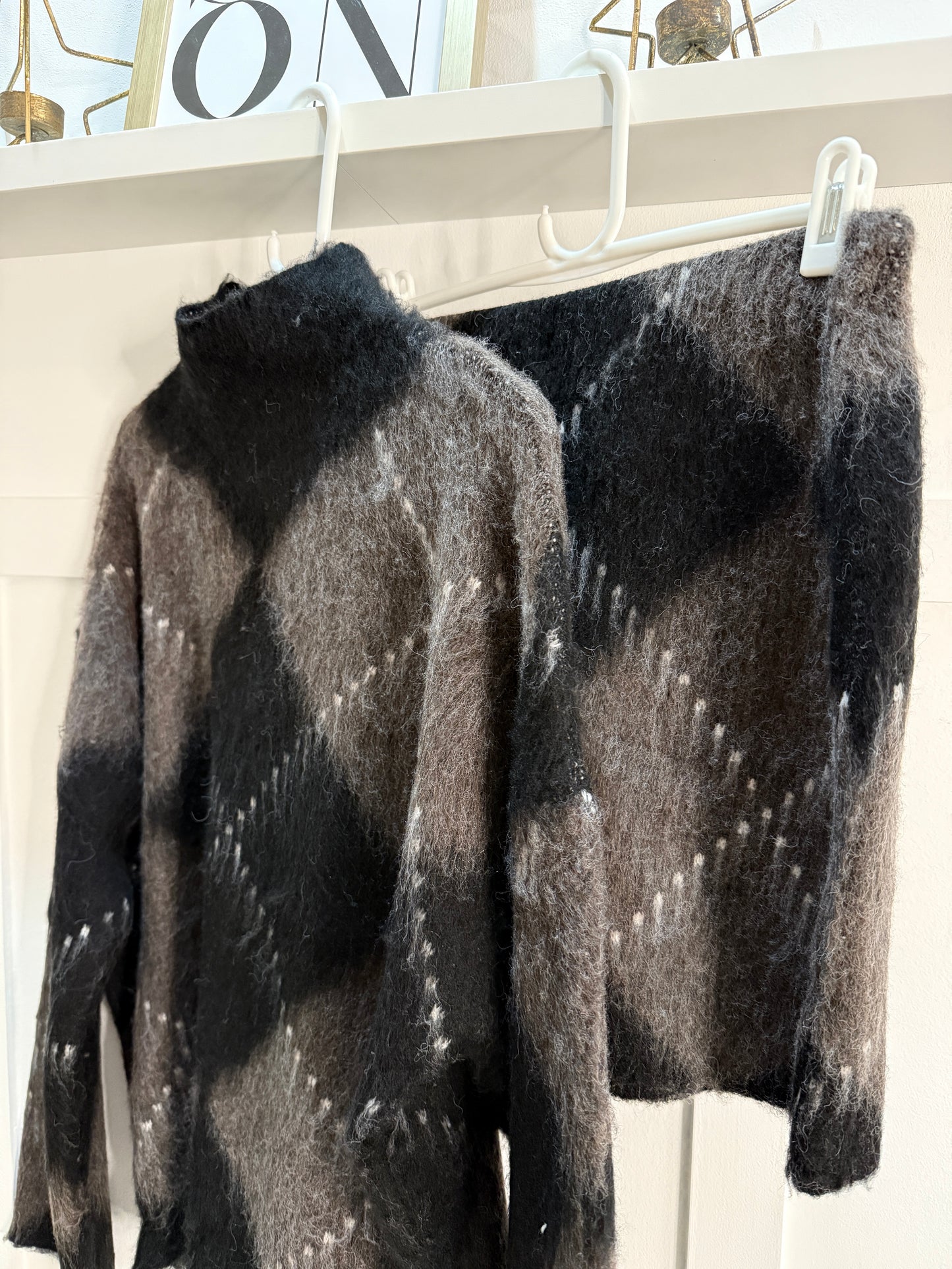 Brown/Black Argyle Mini Skirt