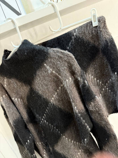 Brown/Black Argyle Mini Skirt