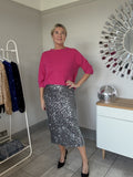 Gunmetal Luxe Sequin Pencil Skirt