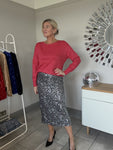 Gunmetal Luxe Sequin Pencil Skirt