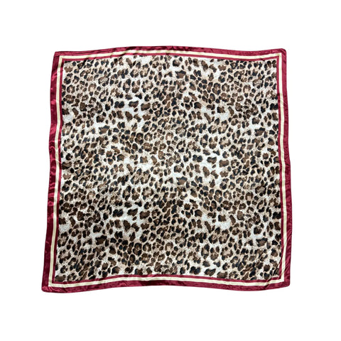 Red/Burgundy Cheetah Pattern Silk Touch Square Scarf