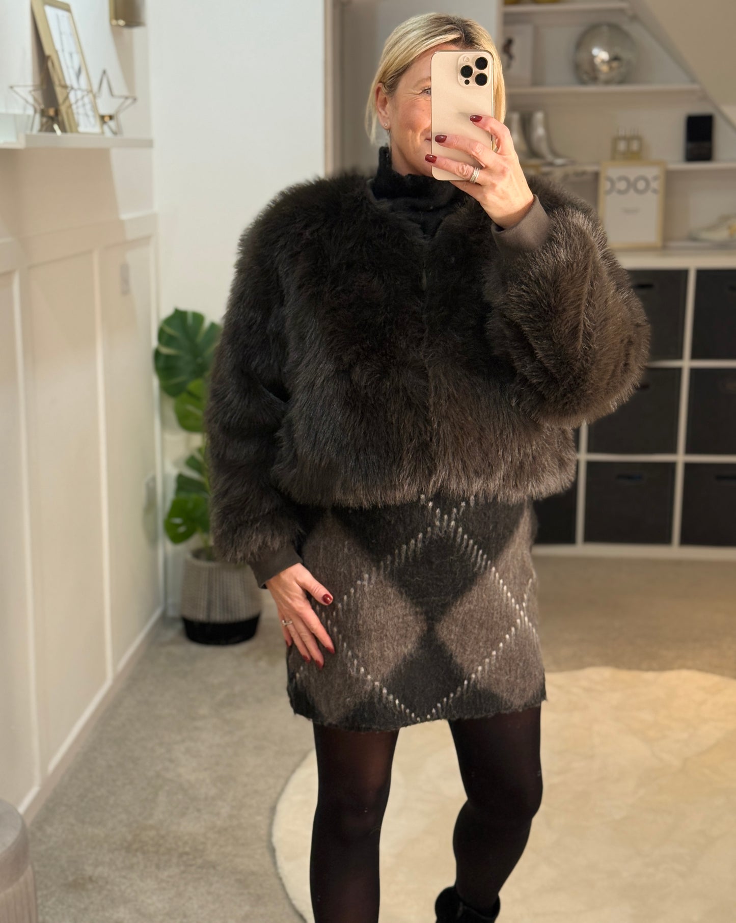 Brown/Black Argyle Mini Skirt