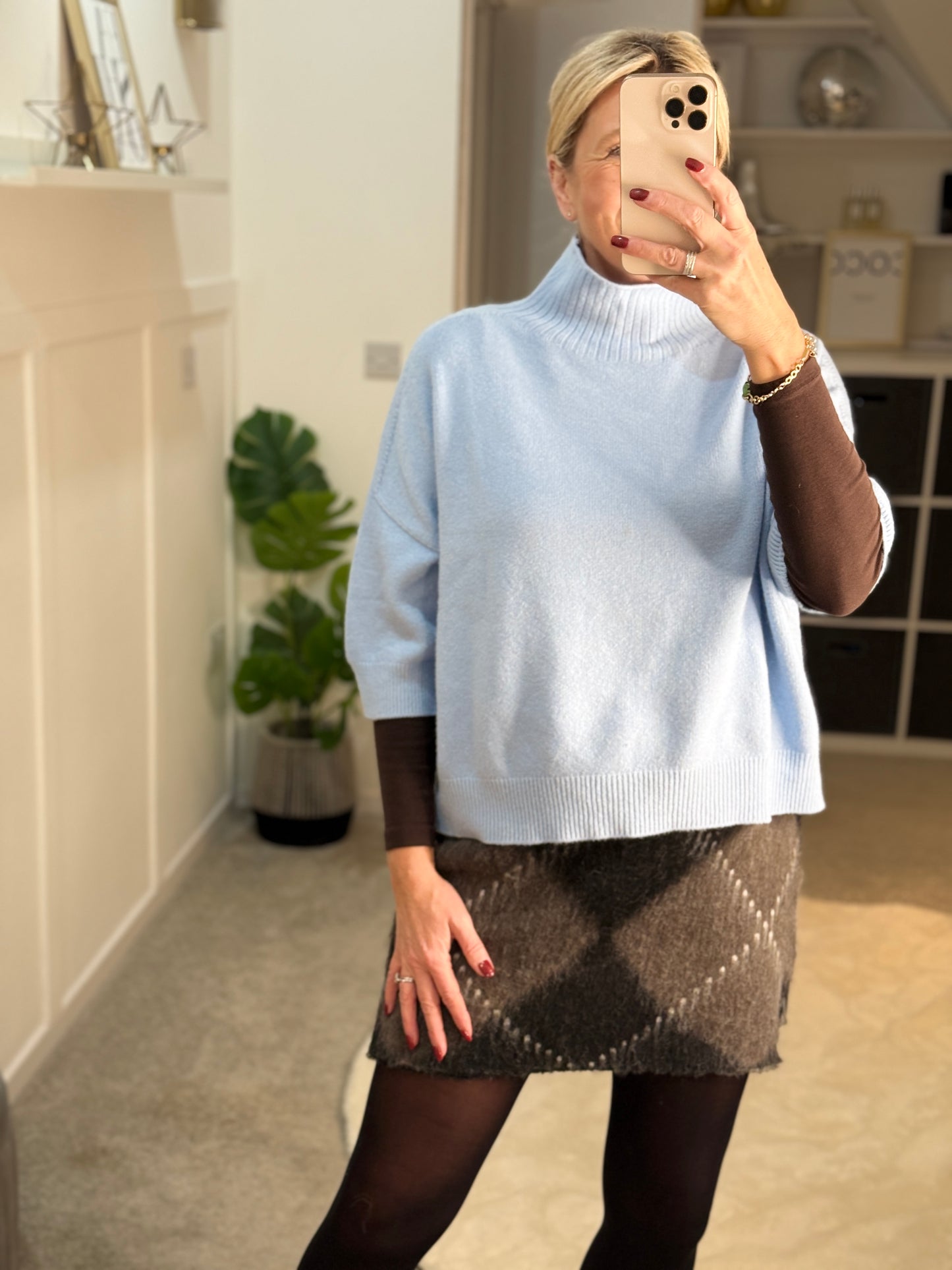 Brown/Black Argyle Mini Skirt