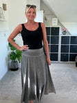 Grey Washed Linen Panel Skirt