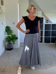 Navy Washed Linen Panel Skirt