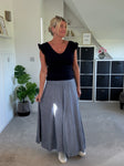 Navy Washed Linen Panel Skirt