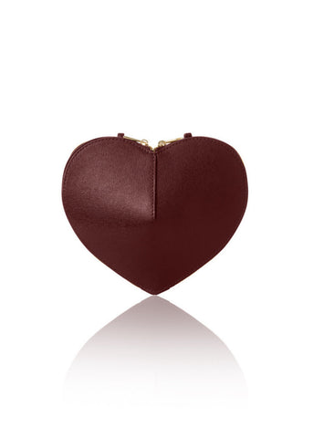 Burgundy Leather Heart Bag