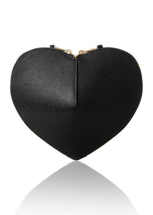Black Leather Heart Bag