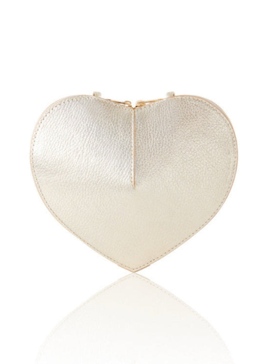 Gold Leather Heart Bag