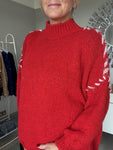 Red/White Contrast Stitch Cosy Jumper