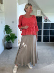 Mocha Washed Linen Panel Skirt