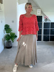 Mocha Washed Linen Panel Skirt