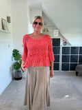 Mocha Washed Linen Panel Skirt