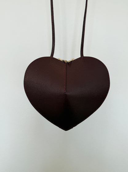 Burgundy Leather Heart Bag