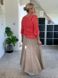 Mocha Washed Linen Panel Skirt